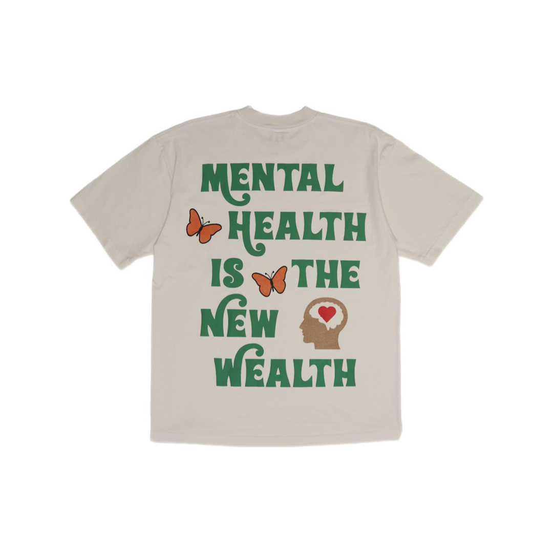 "Mental Health is the New Wealth" T Shirt - Creme